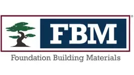 FBM: Foundation Building Materials logo, Reach Media Network manufacturing digital signage client