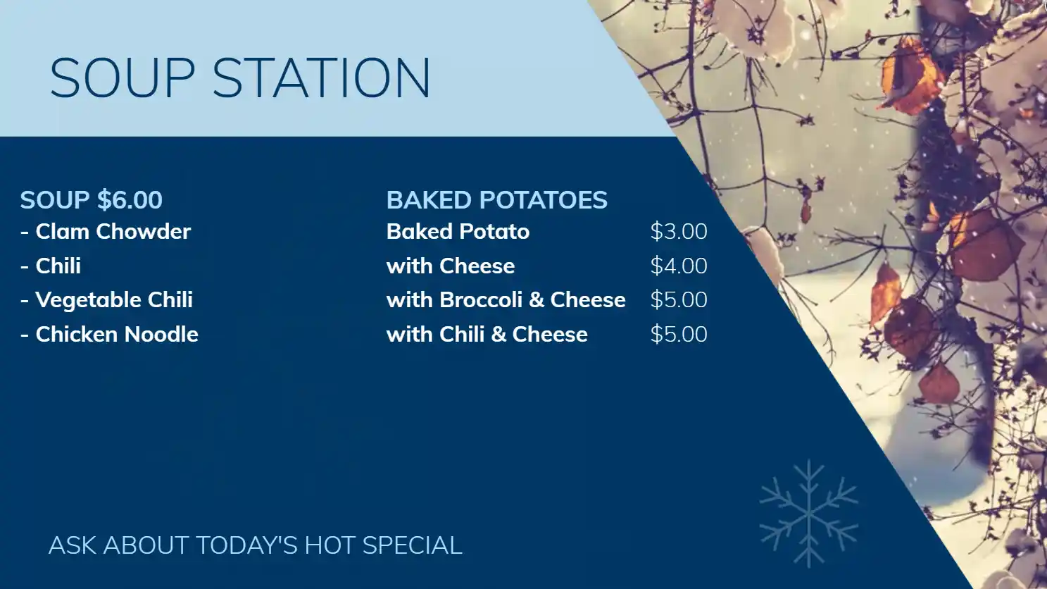 Wachusett Mountain Ski Area soup station digital signage menu board from Reach Media Network